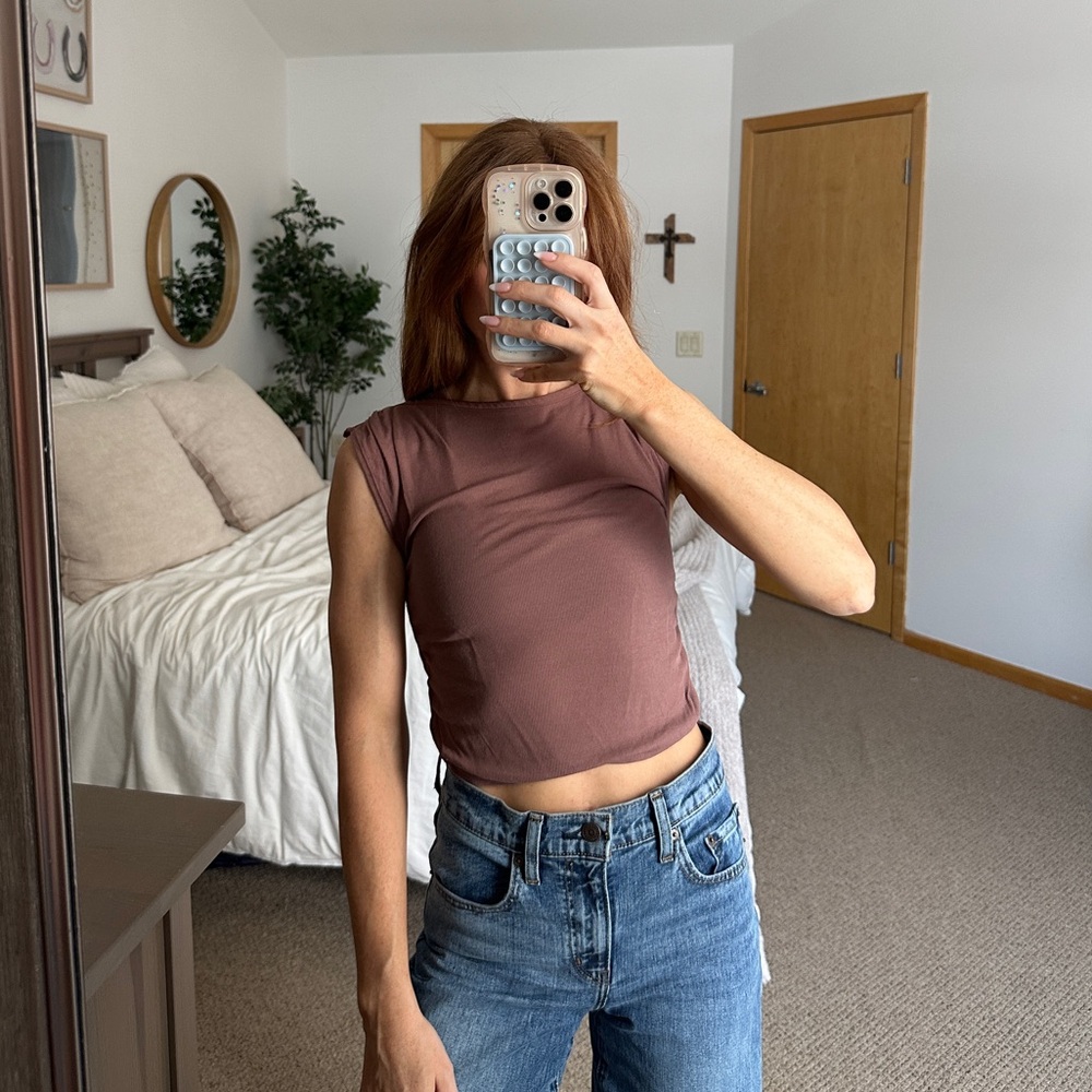 Free People Ruched Muscle Tank Women's Crop Top